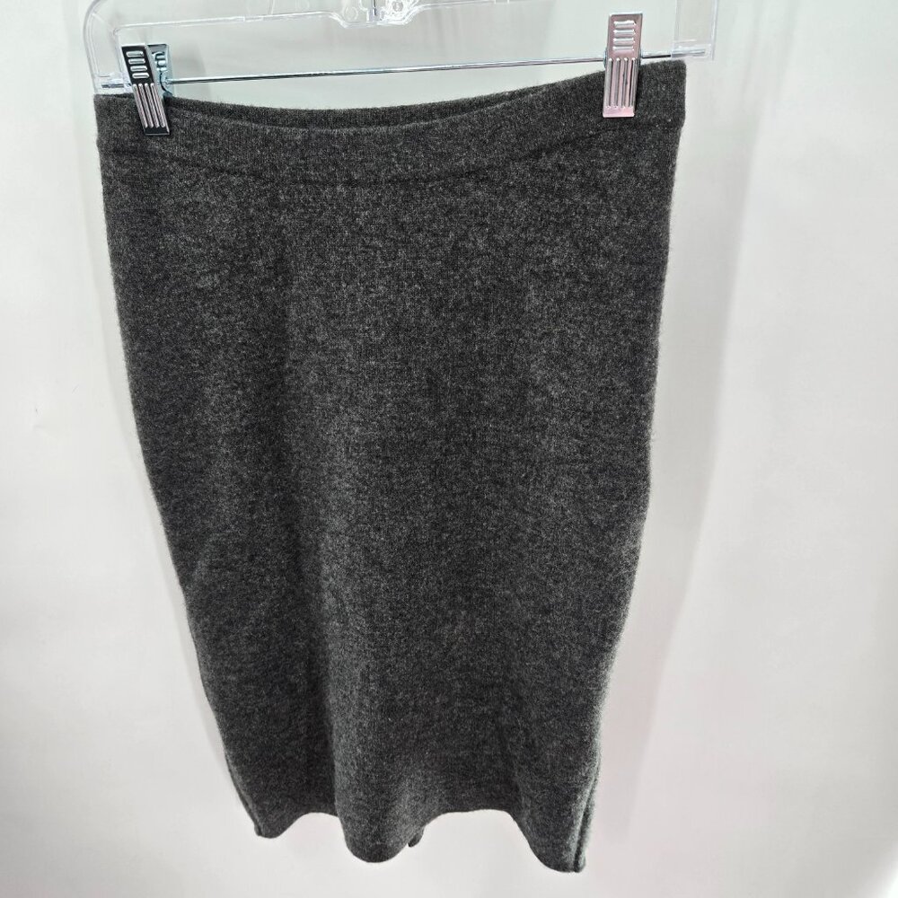 Black Goat Cashmere Charcoal Gray Pencil Back Slit Skirt Size Small